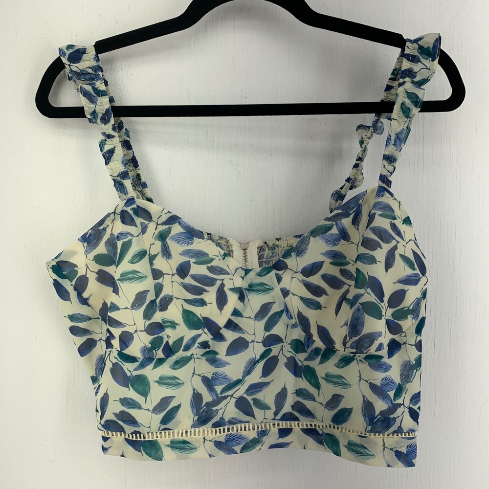 Kendall + Kylie Coquette Cottagecore Fairy Garden  Ruffle Smocked Crop Top Zip